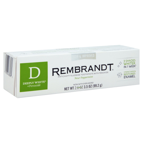 Rembrandt Deeply White + Peroxide Toothpaste, Peppermint, 3.5 oz / 99.2 g (2-Pack) 1