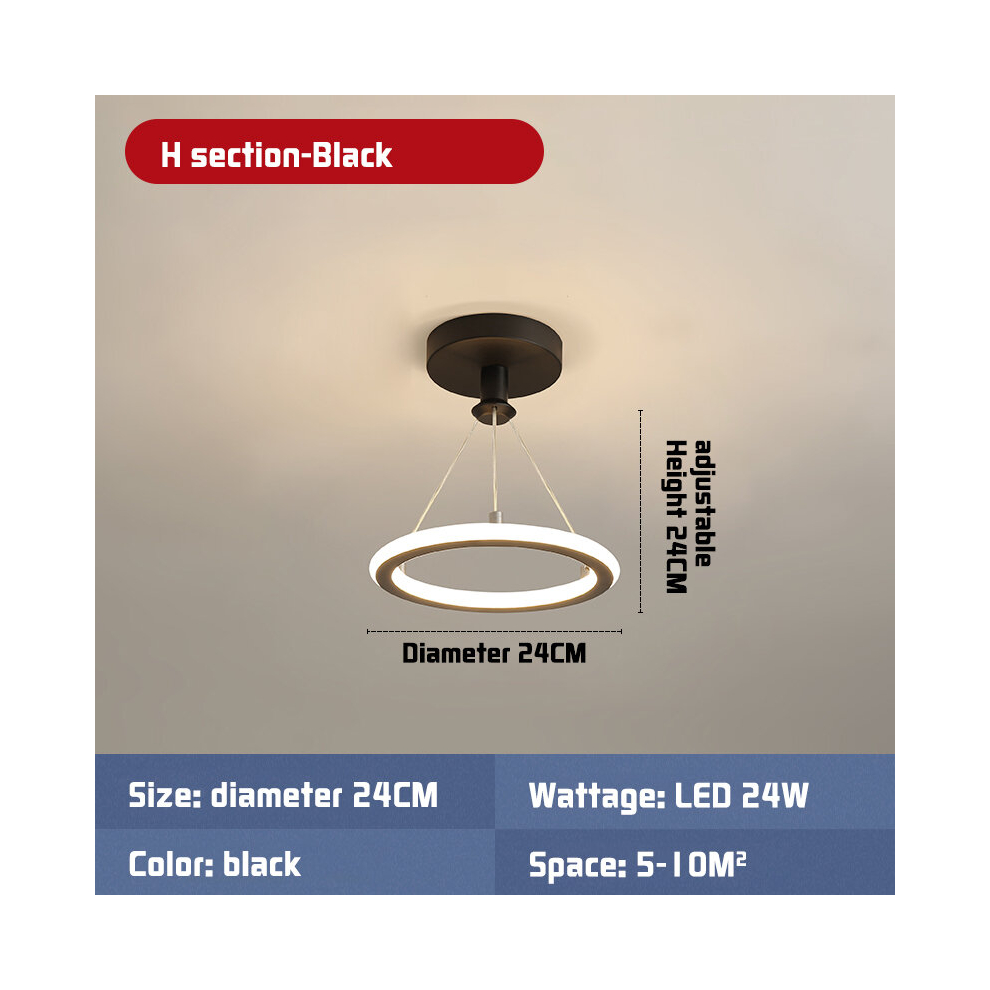 (B-Black, Changeable light) Modern LED Ceiling Light Simple Balcony Crossing Light Home Corridor Porch Channel Ceiling Light Nordic Wind Cloakroom Lig