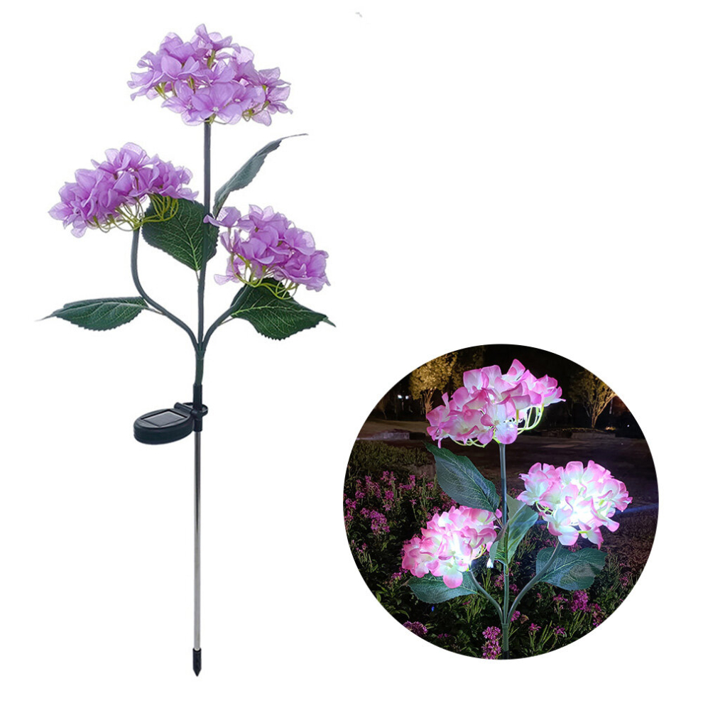(3 head Purple) 1/3/5 Head LED Solar Simulation Sunflower Lights Garden Yard Lawn Night Lights Landscape Lamp Home Decorative Flower Lights