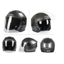 (L, Grey) Motorcycle Helmet Full Open Face Sun Shield Vintage Modular With Dual Lens