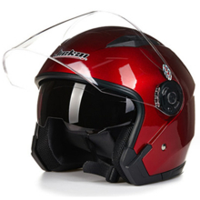(M, Red) Motorcycle Helmet Full Open Face Sun Shield Vintage Modular With Dual Lens