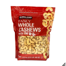 Kirkland Signature Salted Cashews 1.13kg - Natural, Rich Taste with Sea Salt; Perfect Snack