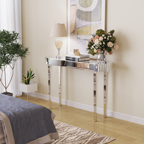 108cm Mirrored Console Hallway Entrance Table Accent Side Sofa Table 2