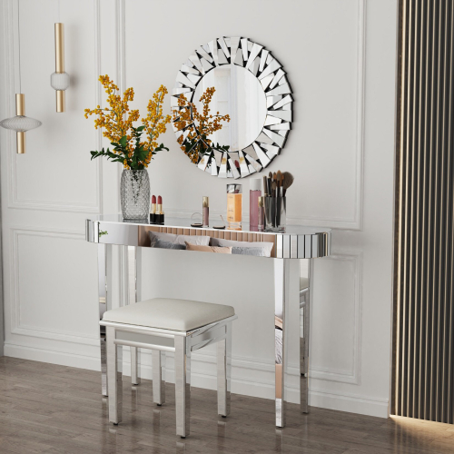 108cm Mirrored Console Hallway Entrance Table Accent Side Sofa Table 1
