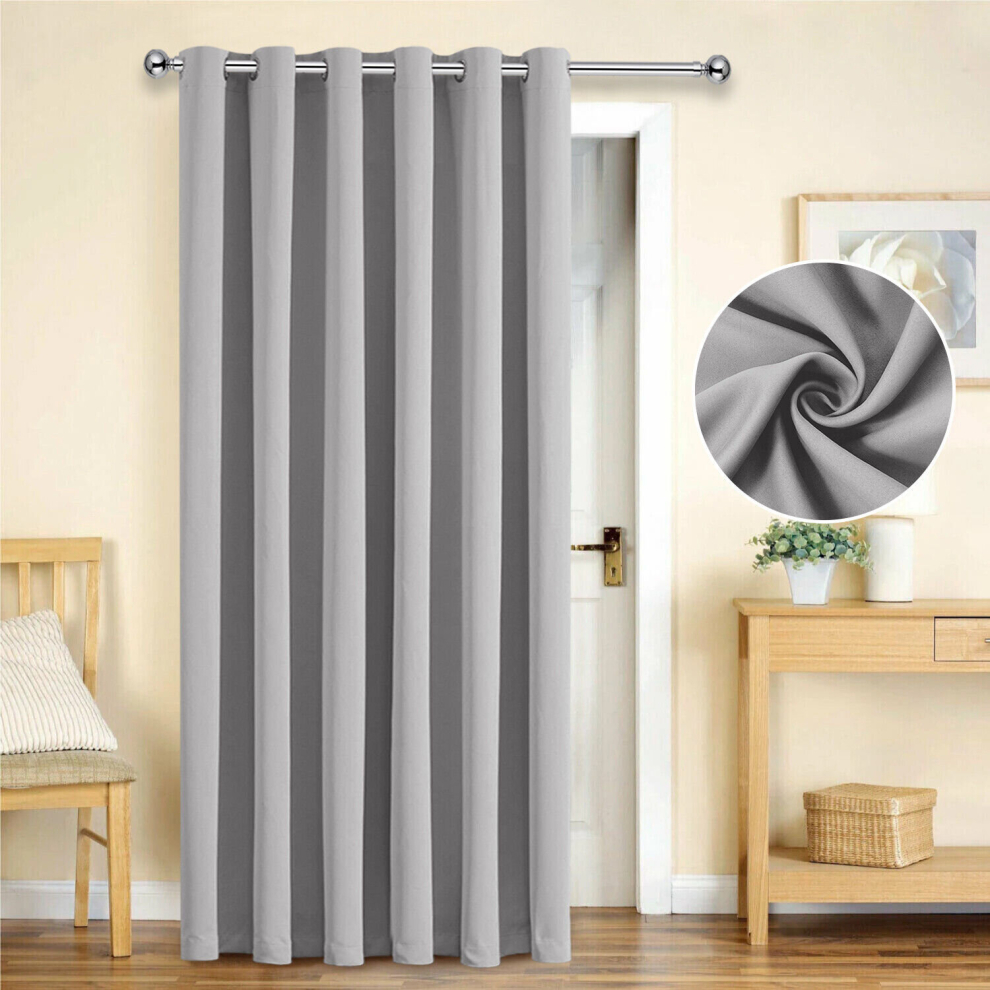 (Light Grey, 66" x 84" (Single Panel)) Blackout Eyelet Curtains Pair Luxury Insulated Heavy Thermal Ring Top Ready Made Window Curtain Panel Free Tieb