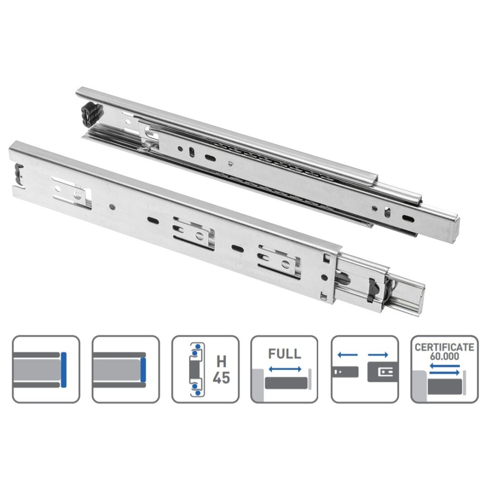 (250mm) Pair Fully Extension Ball Bearing Drawer Runners