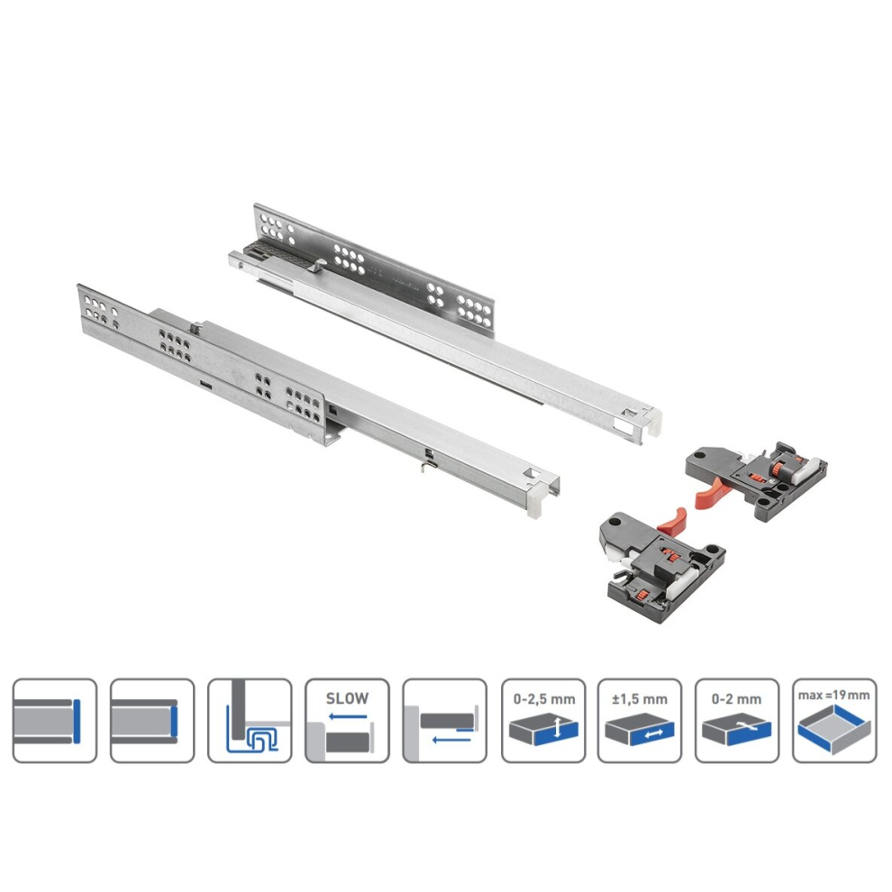 Gtv (350Mm) Invisible Concealed Under Mounting Drawer Runners