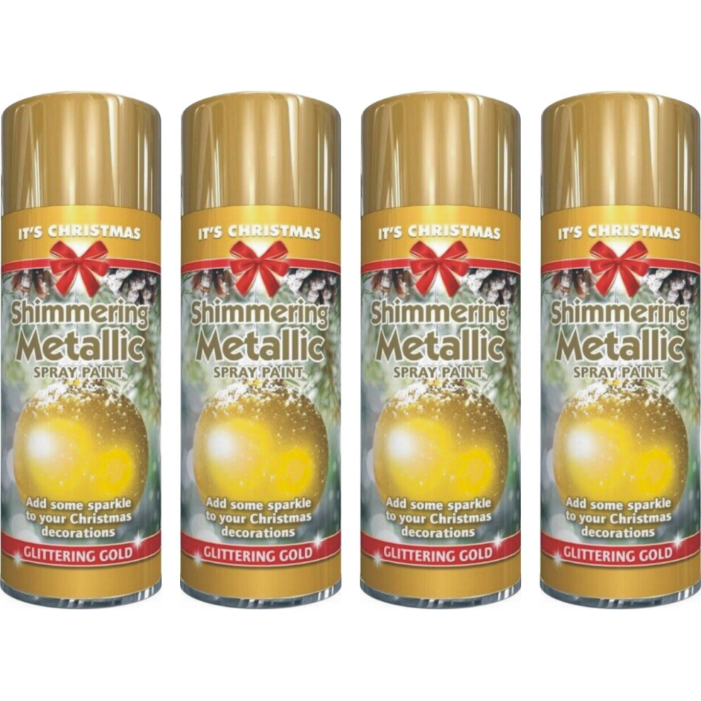 4x200ml METALLIC Glittring Gold Christmas Paint tree decorations spray