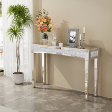 120cm Long Mirrored Entryway Table with Crushed Diamond  Vanity Table