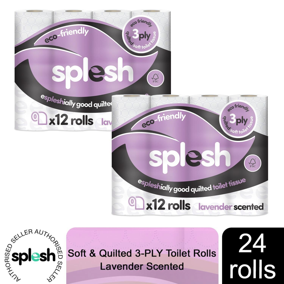 Cusheen Splesh By Fragrance 3 Ply Toilet Tissue Paper 24 Roll Lavender
