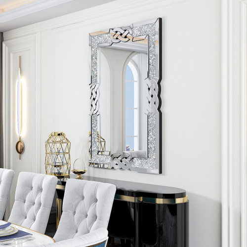 Rectangle Decorative Wall Mirror Crush Diamond Mirror for Living Room 1