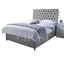 (3ft6 Large Single (107 x 190 cm), Silver) ORTHOPAEDIC DIVAN BED SET WITH MATTRESS &HEADBOARD