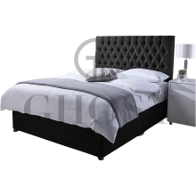 (5ft Kingsize (150 x 200 cm), Black) ORTHOPAEDIC DIVAN BED SET WITH MATTRESS &HEADBOARD