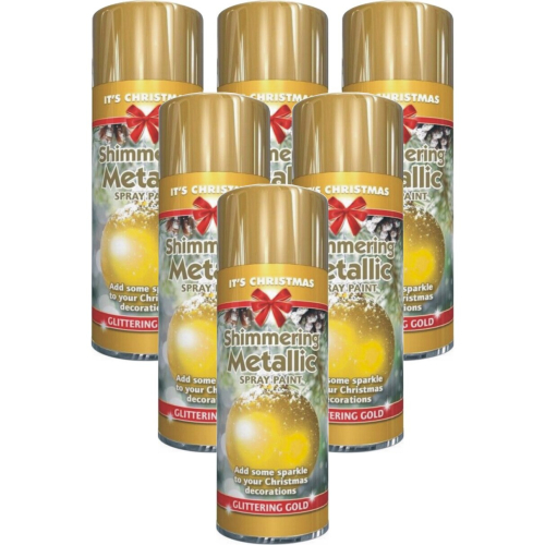 Rapide 6x200ml METALLIC Glittring Gold Christmas Paint tree decorations spray