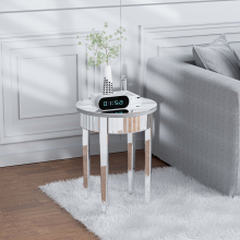 Luxury Glass Mirrored End Side Round Table for Sofa Side 60cm H