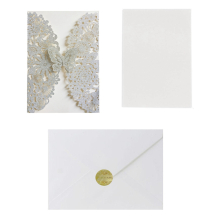 20 Set Butterfly Invitation Cards (Silver Glitter)