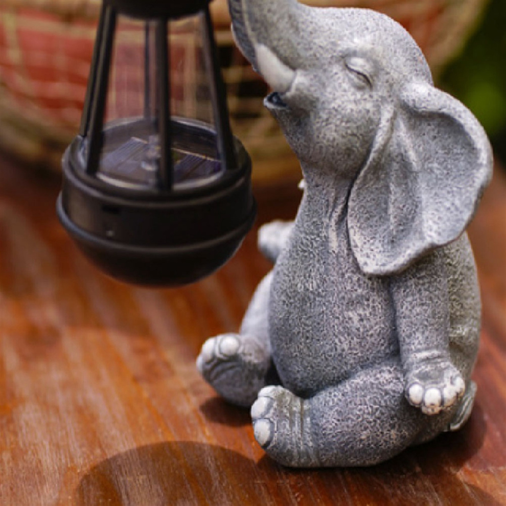 Elephant Solar Lamp Decoration Solid Resin Craft Elephant Ornament B