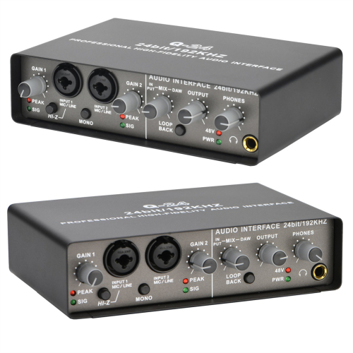 24Bit 2 Input Sound Card for Electric Guitar Loopback External Studio 1