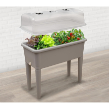 (Grey) Raised Bed Grow Table- With Grow Lid & Self Watering System