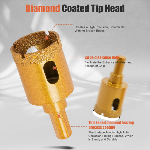 Diamond Hole Saw Kit, Dry/Wet Brazing Tile Core Drill Bits Sets 1