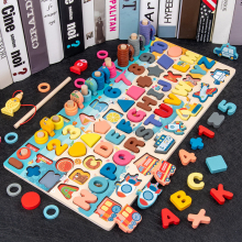 (397) Kids Montessori Educational Wooden Math Toys Children Busy Board Count Shape Colors Match Fishing Puzzle Learning Toys Gifts