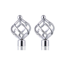 (Cage - 2 x Finials, Chrome (Metal Cage Finials)) 19mm Curtain Pole Ends Finials Pack of 2 Adjustable Screws Available in Colours