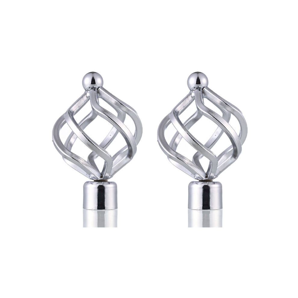 Lister Cartwright (Cage - 2 X Finials, Chrome (Metal Cage Finials)) 19Mm Curtain Pole Ends Finials Pack Of 2 Adjustable Screws Available In Colours