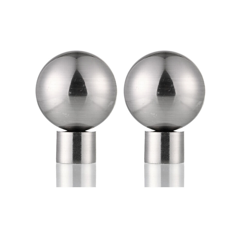 (Ball - 2 x Finials, Brushed Steel (Metal Ball Finials)) 19mm Curtain Pole Ends Finials Pack of 2 Adjustable Screws Available in Colours