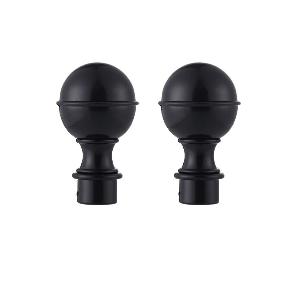 (Ball - 2 x Finials, Obsidian Black (Plastic Ball Finials)) Lister Cartwright 19 mm Extendable Metal Curtain Poles Rods Voile Easy Fitting Black, Silv