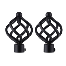 (Cage - 2 x Finials, Obsidian Black (Metal Cage Finials)) 19mm Curtain Pole Ends Finials Pack of 2 Adjustable Screws Available in Colours