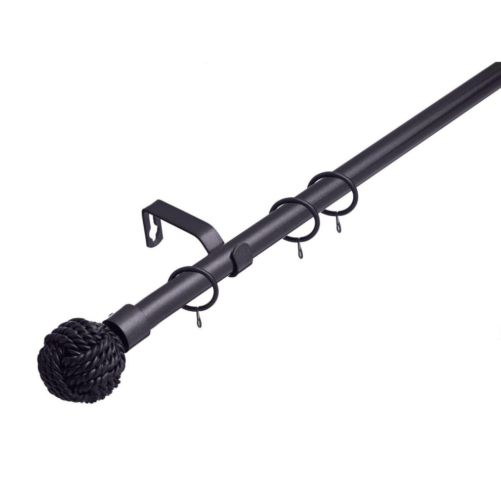 (70 - 120 cm, Gun Metal (Knotted Finials)) Lister Cartwright 19 mm Extendable Metal Curtain Poles Rods Voile Easy Fitting Black, Silver, Gold & White-image-OPC-PD8V8PP-NEW