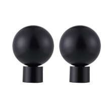 (Ball - 2 x Finials, Obsidian Black (Metal Ball Finials)) 19mm Curtain Pole Ends Finials Pack of 2 Adjustable Screws Available in Colours