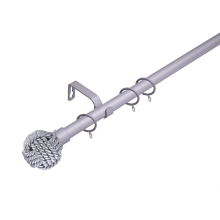(210 - 360 cm, Satin Steel (Knotted Finials)) Lister Cartwright 19 mm Extendable Metal Curtain Poles Rods Voile Easy Fitting Black, Silver, Gold & White Colours