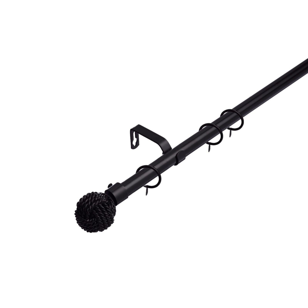 Lister Cartwright (210 - 360 Cm, (Knotted Finials)) 19 Mm Extendable Metal Curtain Poles Rods Voile Easy Fitting , Gold & White Col Black/Silver