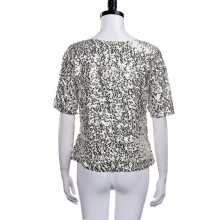 (silvery, XL) Fashionable women's sequin cocktail party casual top shirt