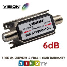 Vision V60-106 In Line Attenuator 6dB F-Type connection for IRS / MATV System