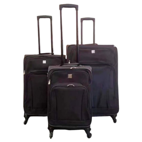 (Medium) Borderline 4 Wheels Nylon Suitcase Black Colour