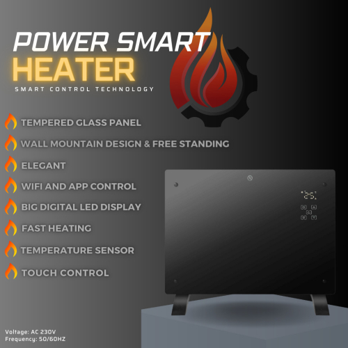 Tempered Glass Smart Panel Heater, 1500w. 1