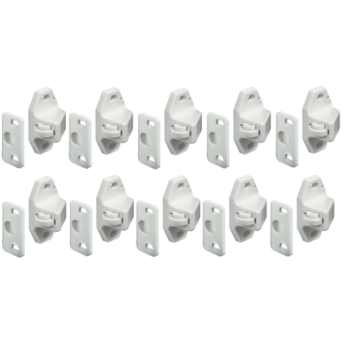 (White) Cabinet Unit Roller Catch Plastic Catch and Stop and Nylon Roller x 10 pcs
