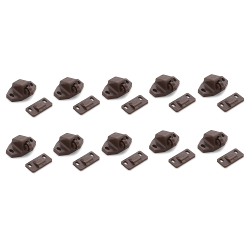 (Brown) Cabinet Unit Roller Catch Plastic Catch and Stop and Nylon Roller x 10 pcs