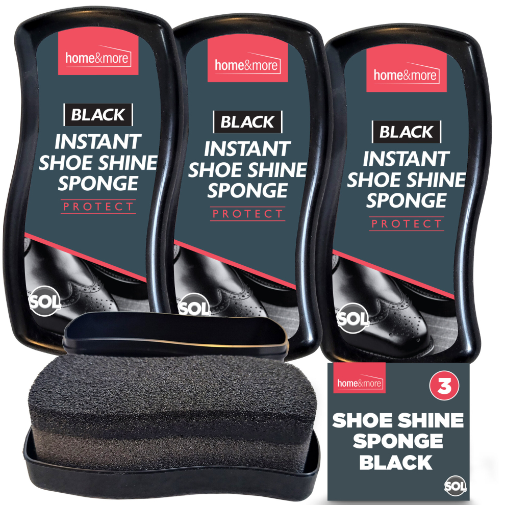 Sol 3Pk Instant Shoe Shine Sponge | Leather Boot Polish Black