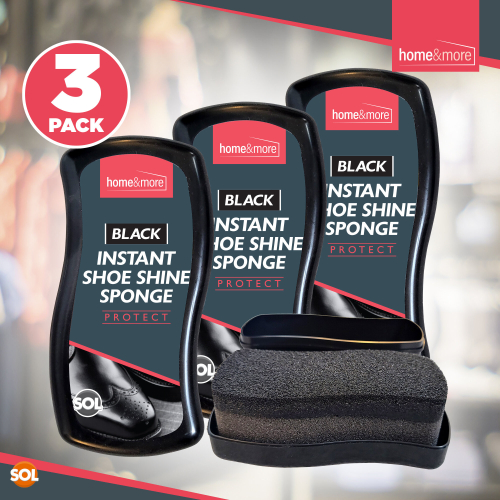 SOL 3pk Instant Shoe Shine Sponge Black | Leather Boot Polish 2