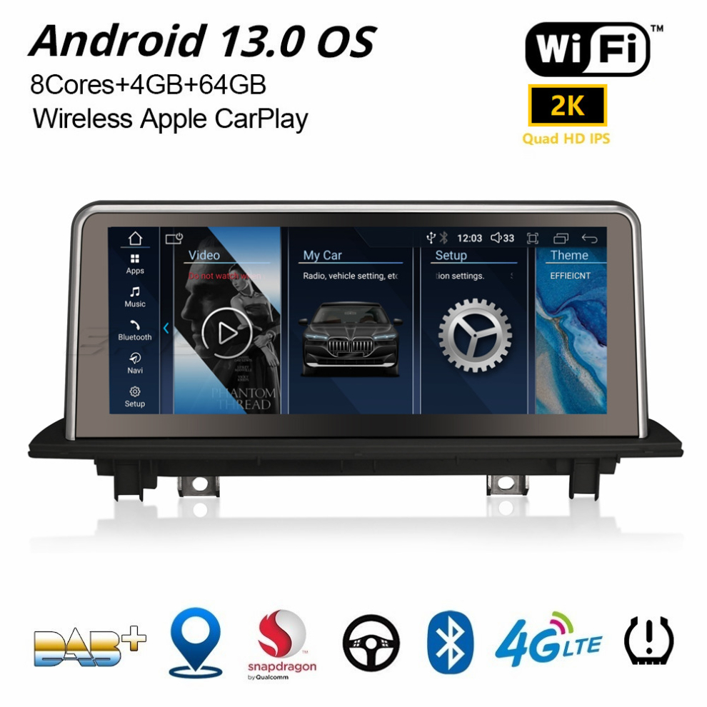 Erisin Qualcomm 10.25" Android 13 Bmw X1 F48 2016-2017 Nbt Dab+ Car Stereo Navi Carplay Tpms 4Gb+64Gb 8-Core Dsp Wifi 737655237078