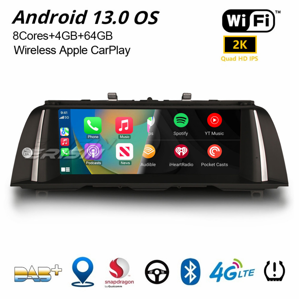 Erisin Qualcomm 8-Core 10.25" Android 13 BMW 5 Series F10 F11 CIC GPS Radio DAB+ Car Stereo CarPlay DSP 4GB+64GB Bluetooth 5.0