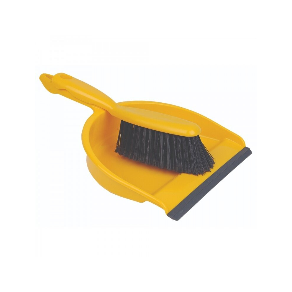 (Yellow) Professional Dustpan & Brush Set - Soft Bristles