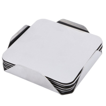 Coasters - Stainless Steel Holder with Coaster Set -Drink Milk Coffee Tea Cup Mugs Holders Square