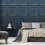 Navy Panel Effect Wallpaper Metallic Gold Realistic 3D Wood Effect Flat Finish 2