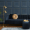 Navy Panel Effect Wallpaper Metallic Gold Realistic 3D Wood Effect Flat Finish 3
