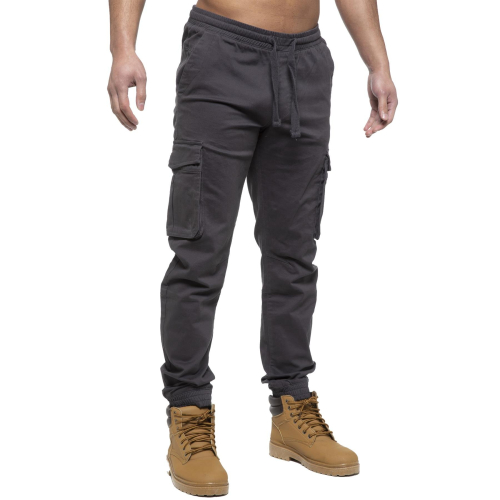 Ze Enzo (40 Regular, Black) Enzo Mens Elasticated Waist Stretch Cuffed Jeans 1