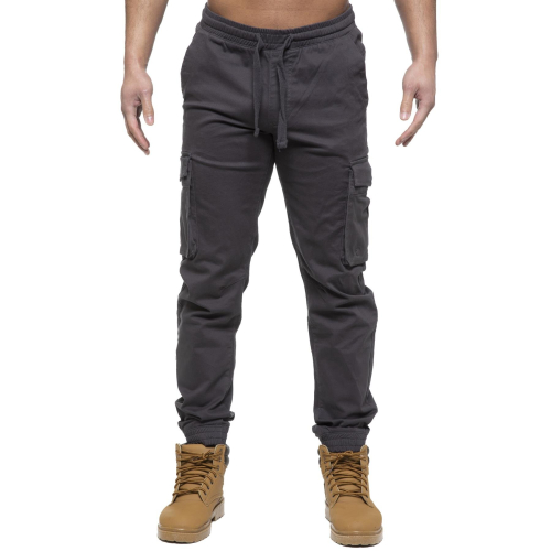 Ze Enzo (40 Regular, Black) Enzo Mens Elasticated Waist Stretch Cuffed Jeans 2
